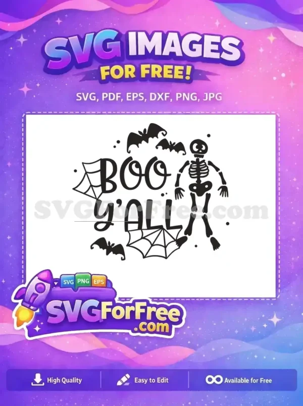 Free Spooky Bats Free Spiderwebs Boo Y'all Halloween Free SVG