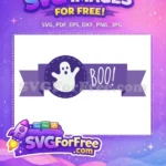 Free White Ghost Free Purple Banner Halloween Boo Free SVG - Instant Download