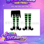 Free Green Black Stripes Free Witch Legs Halloween Free SVG - Instant Download