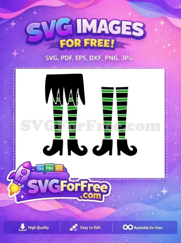 Free Green Black Stripes Free Witch Legs Halloween Free SVG
