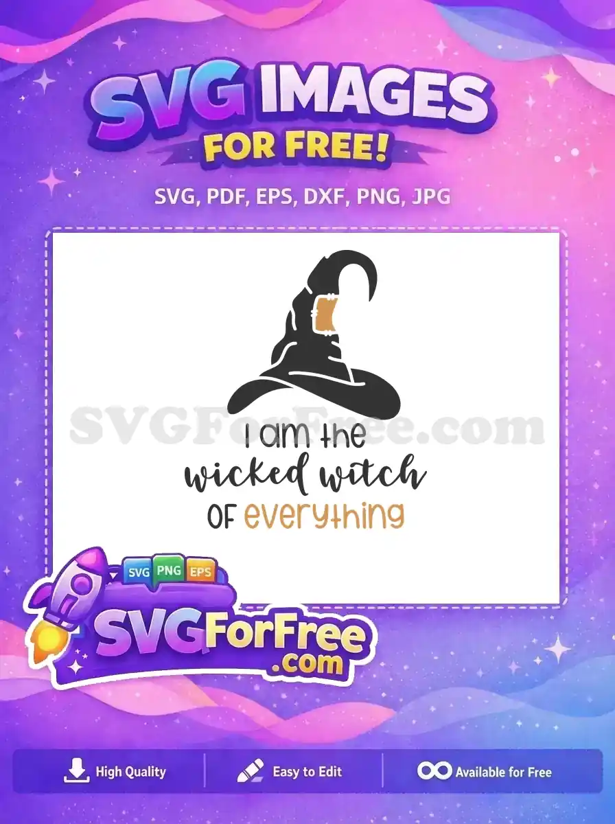 Free Halloween Black Witch Hat Free Wicked Quote Design Free SVG