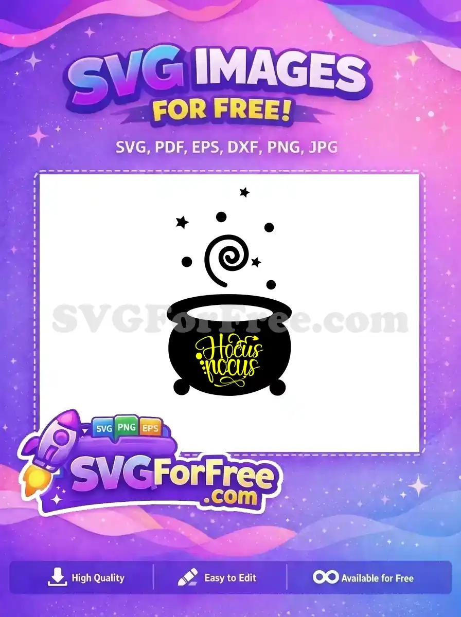 Free Black Cauldron Free Yellow Hocus Pocus Design Free SVG