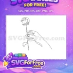Free Hand Holding Rose Stem Free One-Line Drawing Free SVG - Instant Download