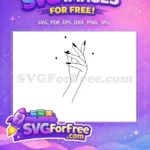 Free Hand Black Nails Free Holding Flower Line Art Free SVG 1 - Instant Download