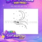 Free Hand Holding Moon Free Celestial Stars Art Free SVG - Instant Download