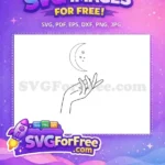 Free Hand Holding Moon Free Stars Hand Drawn Free SVG - Instant Download