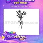 Free Elegant Flowers Free Hand Holding Bouquet Line Free SVG - Instant Download