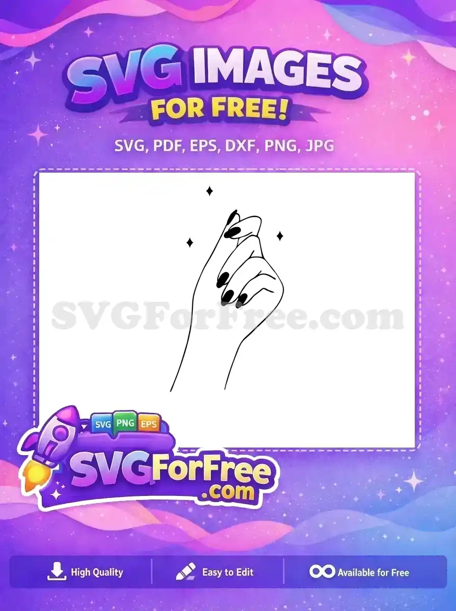 Free Hand Holding Flower Free Sparkle Line Art Free SVG