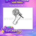 Free Rose Detail Free Hand Holding Stem Line Free SVG - Instant Download