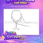 Free Wine Glass Held Free Line Art Free SVG - Instant Download