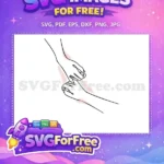 Free Two Hands Free Holding Flower Line Art Free SVG - Instant Download