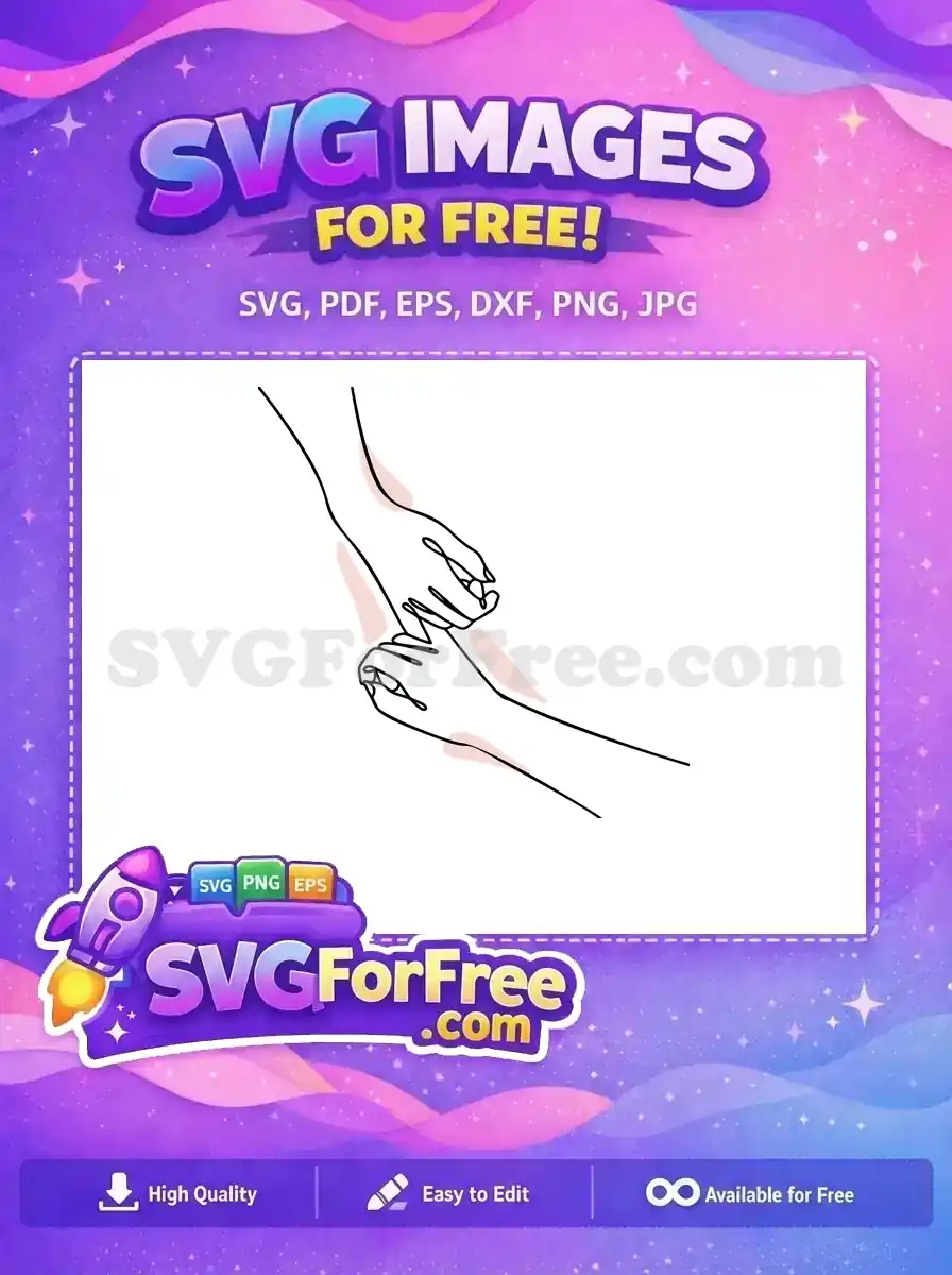 Free Two Hands Free Holding Flower Line Art Free SVG