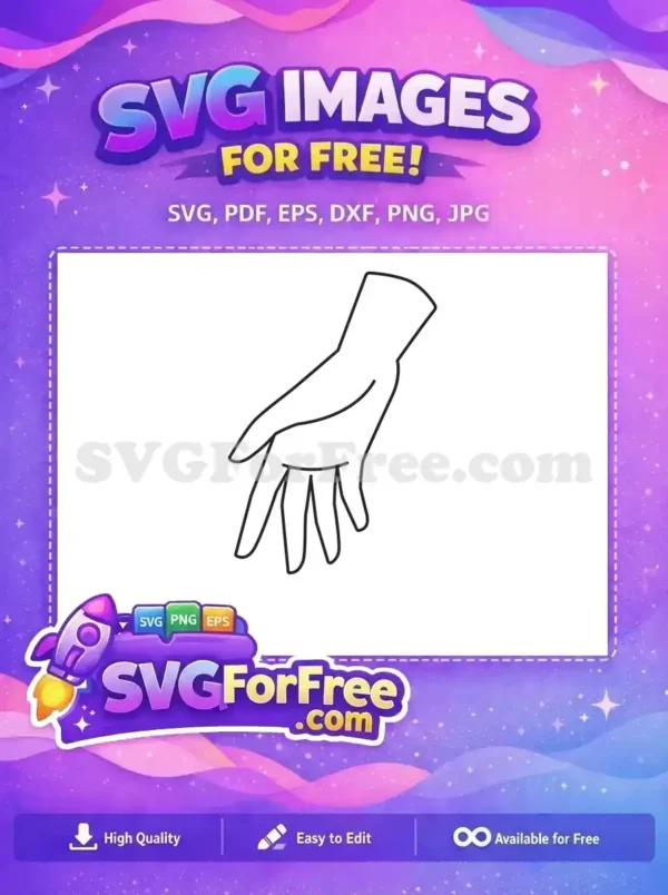 Free Open Palm Free Elegant Fingers Line Art Free SVG