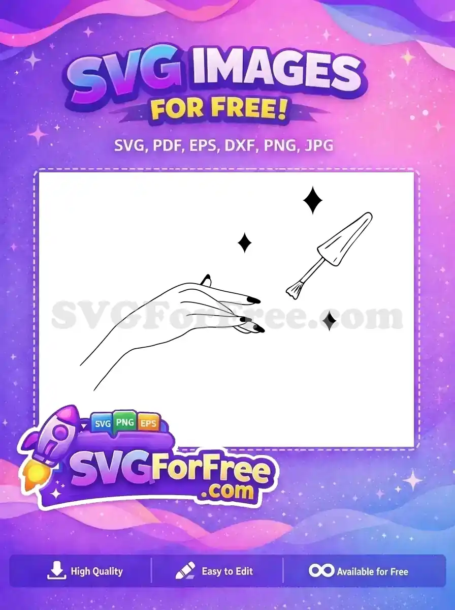 Free Black Nails Free Manicure Hand Line Art Free SVG