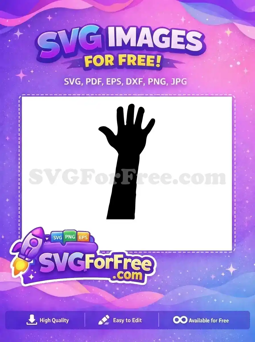 Free Raised Arm Free Simple Black Silhouette Hand Free SVG