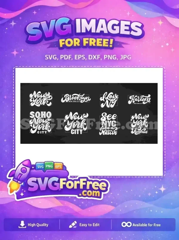 Free Handwritten Lettering Free NYC Bundle Vintage Typography Free SVG