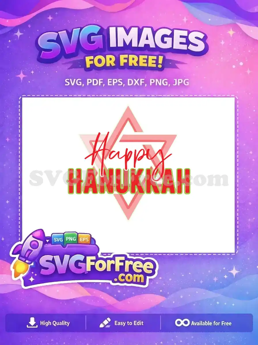 Free Red Star Free Happy Text Hanukkah Free SVG