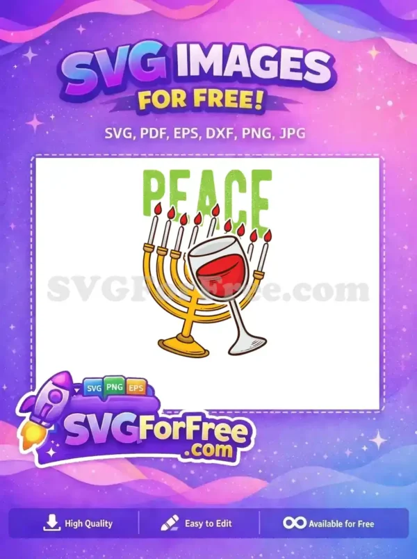 Free Peace Candles Free Red Wine Hanukkah Free SVG