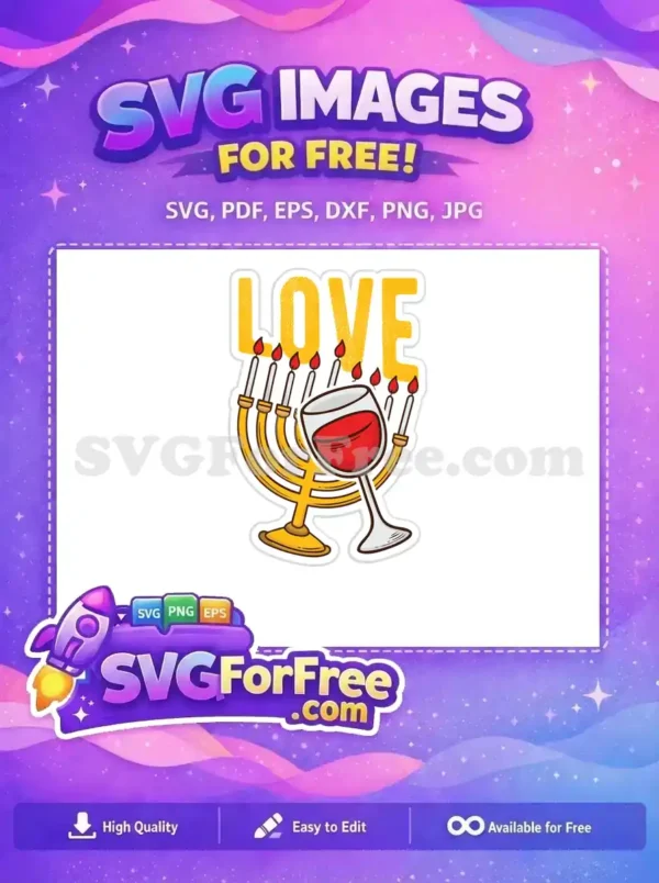 Free Yellow Love Free Red Wine Hanukkah Free SVG