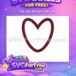Free Red Outline Heart Free Love Valentines Day Free SVG - Instant Download