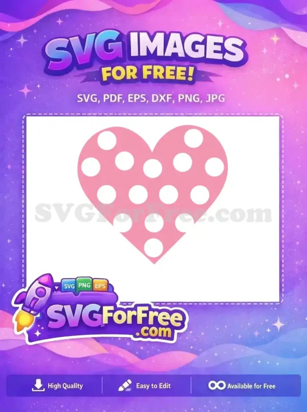 Free Pink Polkadot Heart Free Valentines Day Pattern Free SVG