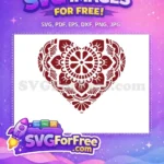 Free Red Heart Mandala Free Intricate Floral Pattern Happy Valentines Day Free SVG - Instant Download