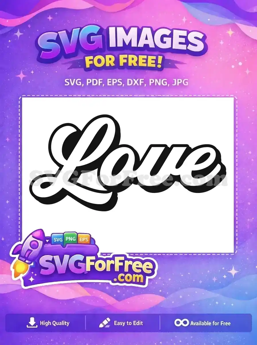 Free White Love Script Free Valentines Day Gift Free SVG