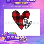 Free Red Black Plaid Free Buffalo Check Heart Valentines Free SVG - Instant Download