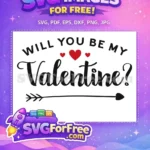 Free Will You Be My Free Valentine Hearts Free SVG - Instant Download