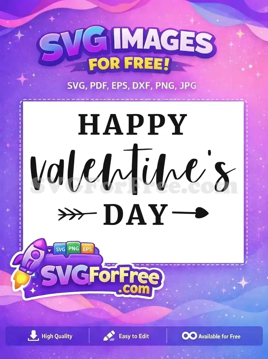 Free Mixed Fonts Cursive Free Heart Arrow Graphic Happy Valentines Day Free SVG