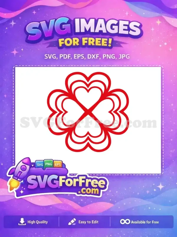 Free Layered Red Hearts Free Clover Shape Happy Valentines Day Free SVG