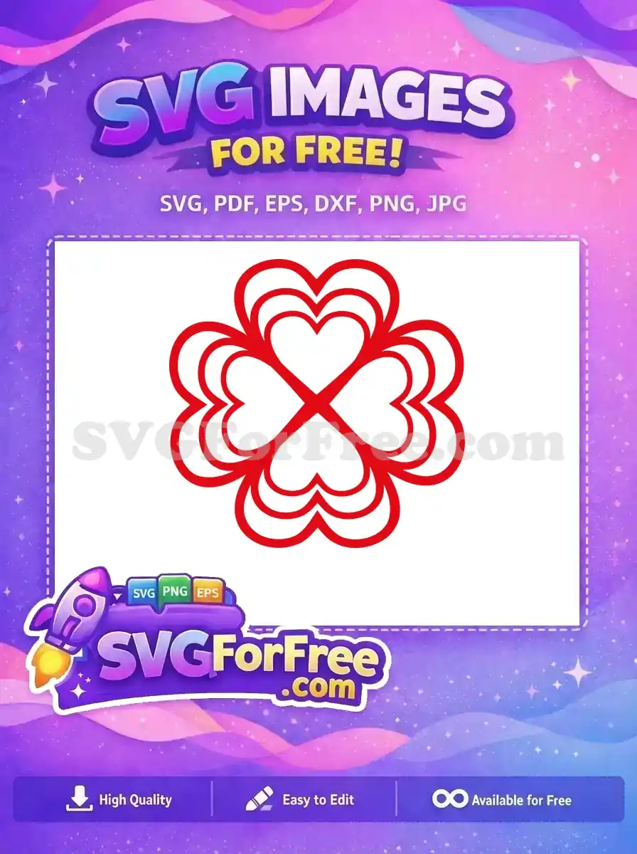 Free Layered Red Hearts Free Clover Shape Happy Valentines Day Free SVG