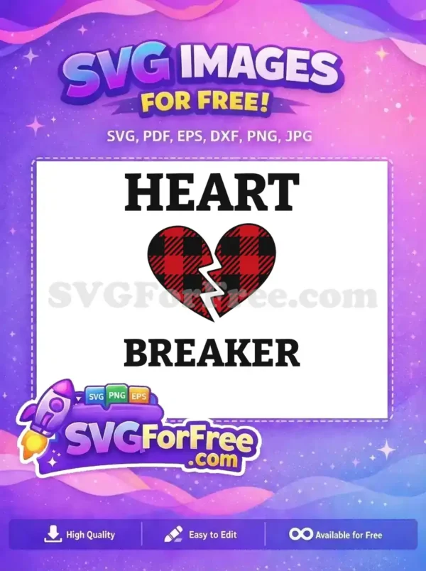 Free Red Black Plaid Free Broken Heart Valentines Free SVG