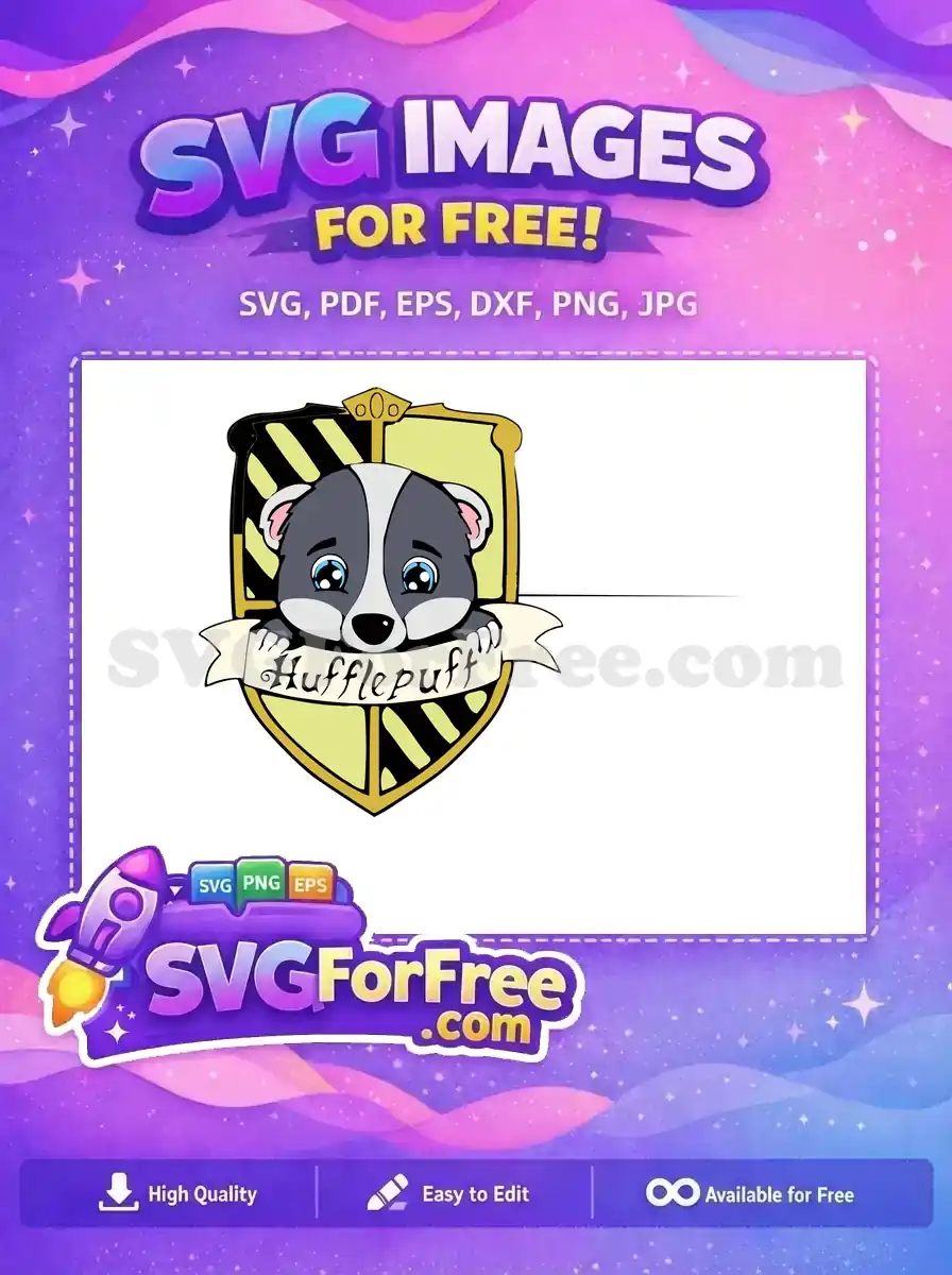 Free Cute Badger Free Hufflepuff Crest Harry Potter Free SVG 1
