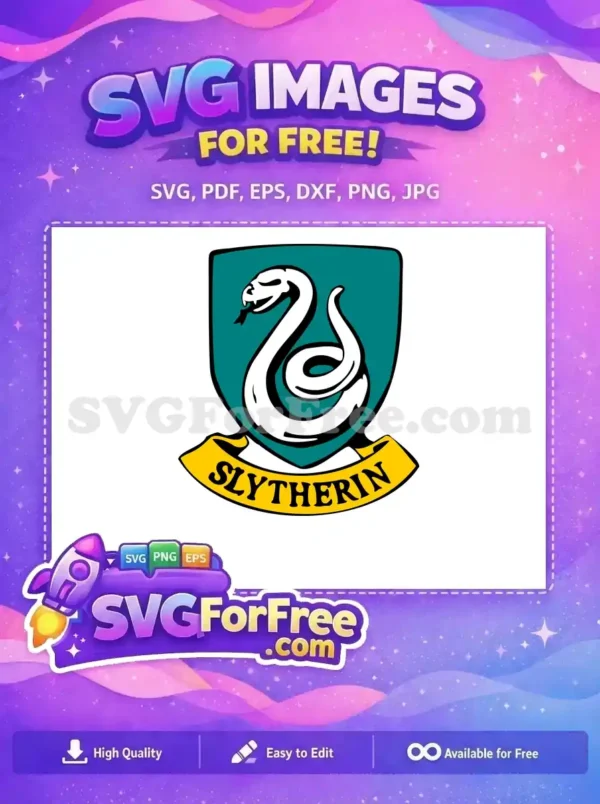 Free Slytherin Snake Crest Free Yellow Banner Harry Potter Free SVG