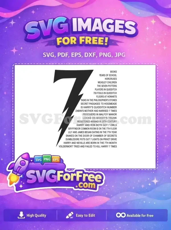 Free Lightning Bolt Free Number Seven Harry Potter Free SVG Free Lightning Bolt Free Number Seven Harry Potter Free SVG