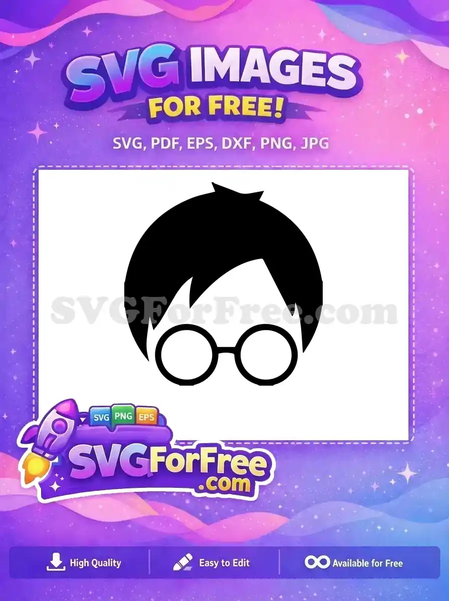 Free Round Glasses Free Black Hair Harry Potter Free SVG