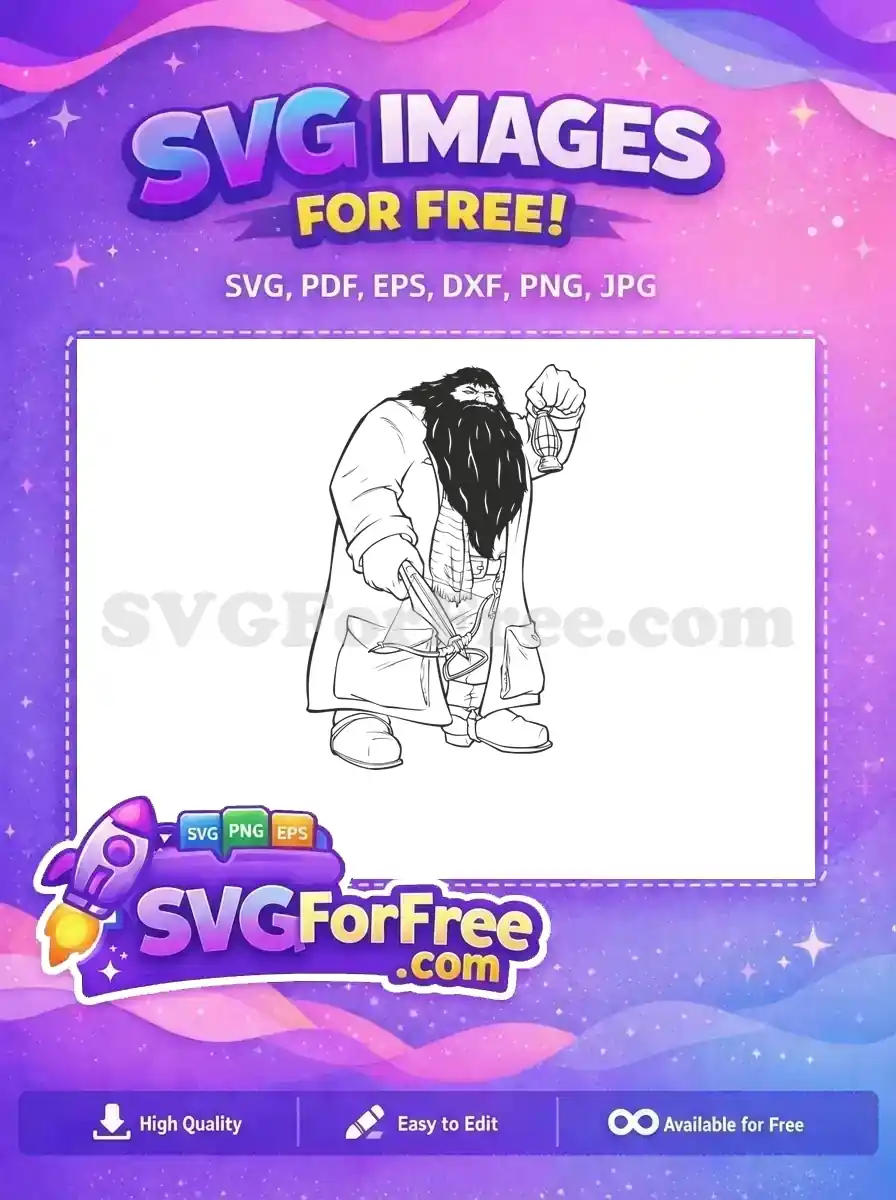 Free Hagrid with Crossbow Free Holding Lantern Harry Potter Free SVG