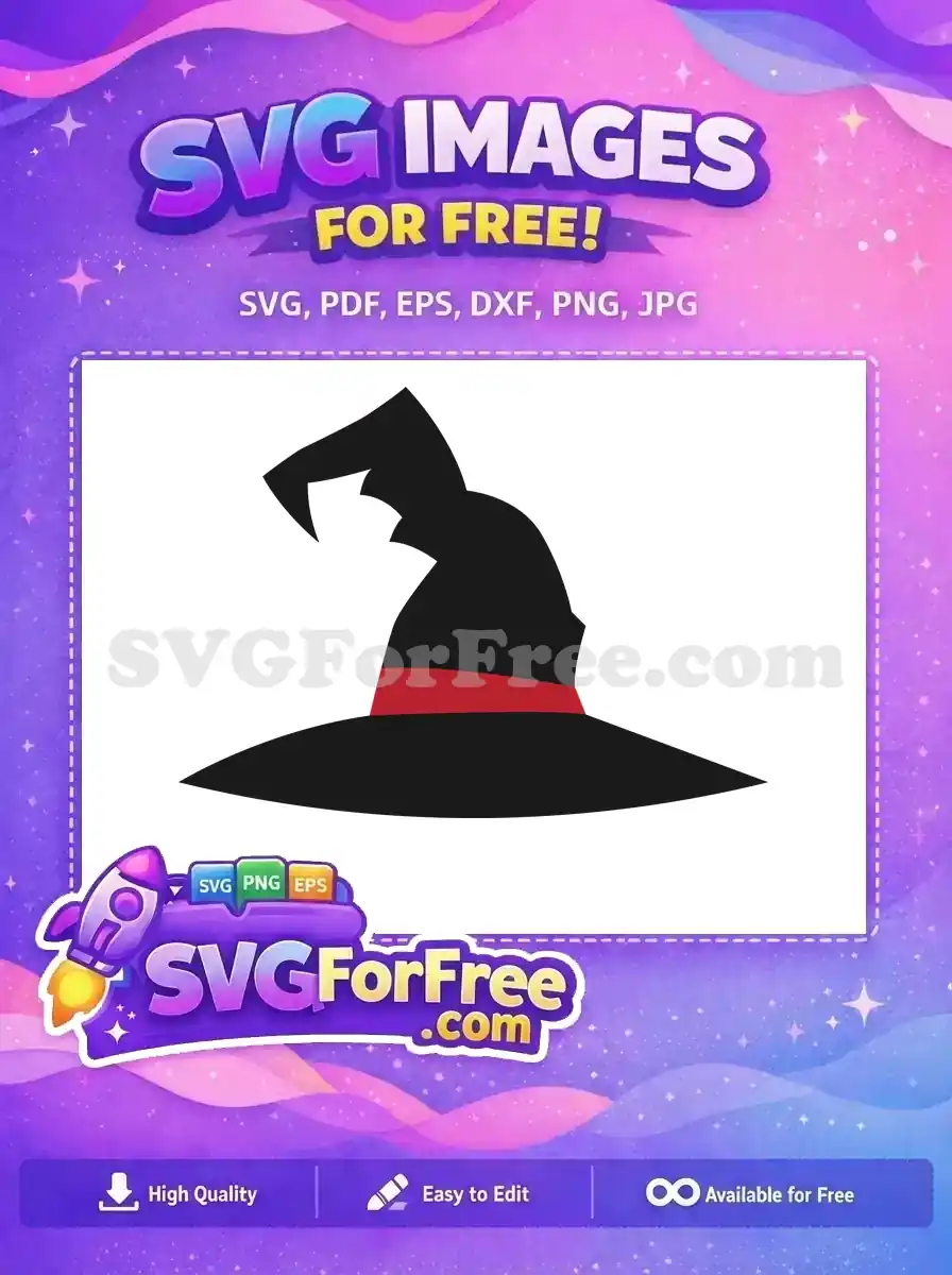 Free Black Witch Hat Free Red Ribbon Harry Potter Free SVG