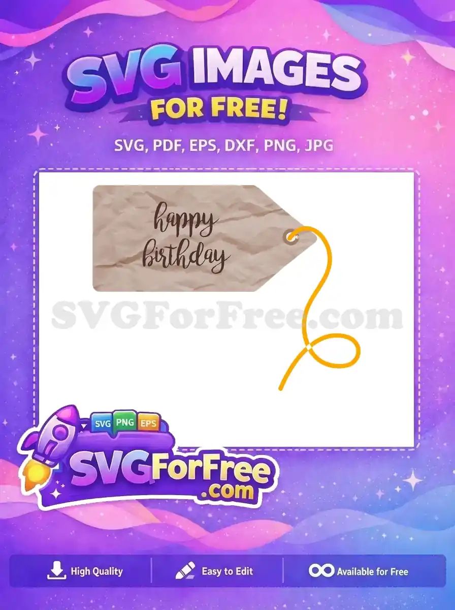 Free Happy Birthday Tag Free Brown Paper Texture Card Free SVG