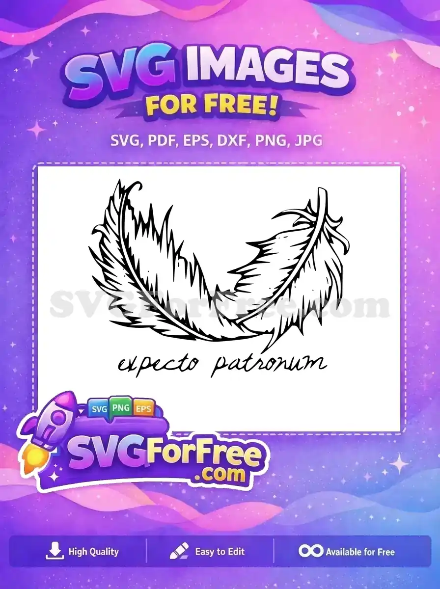 Free Expecto Patronum Feather Free Detailed Line Harry Potter Free SVG