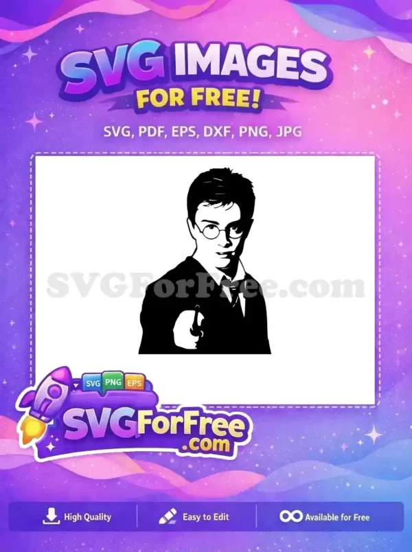 Free Harry Potter Glasses Free Wand Black White Movie Free SVG