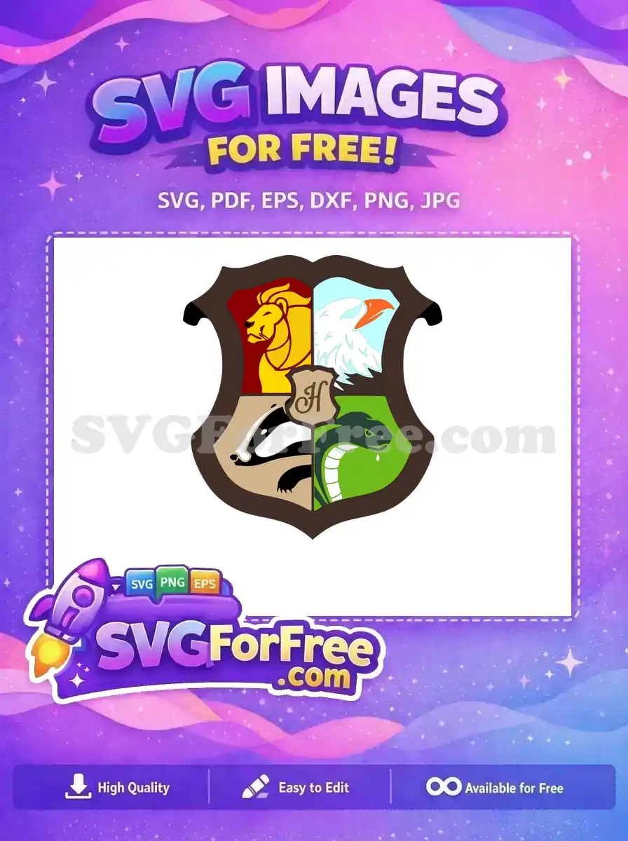 Free Hogwarts Crest Free Four Houses Harry Potter Free SVG 2