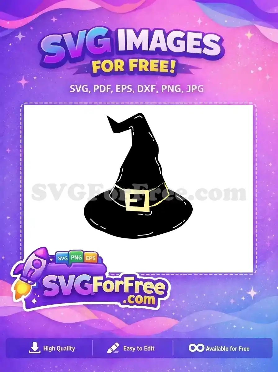 Free Black Witch Hat Free Golden Buckle Harry Potter Free SVG