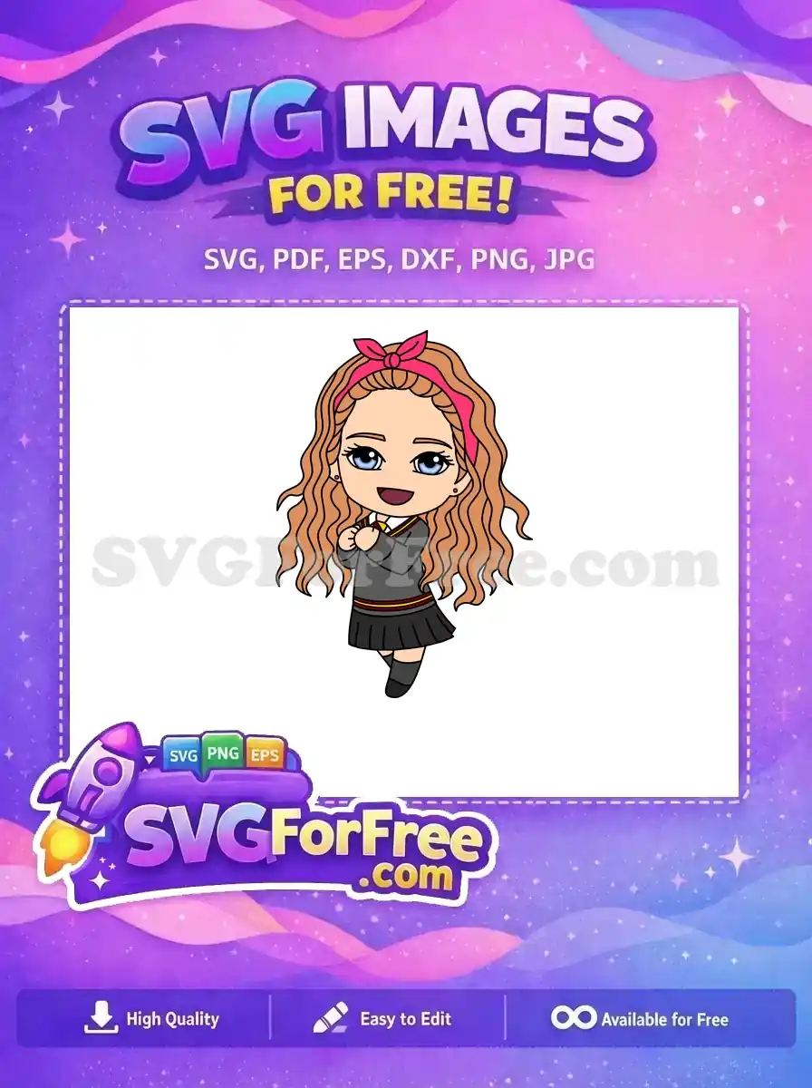 Free Chibi Hermione Free Pink Headband Harry Potter Free SVG