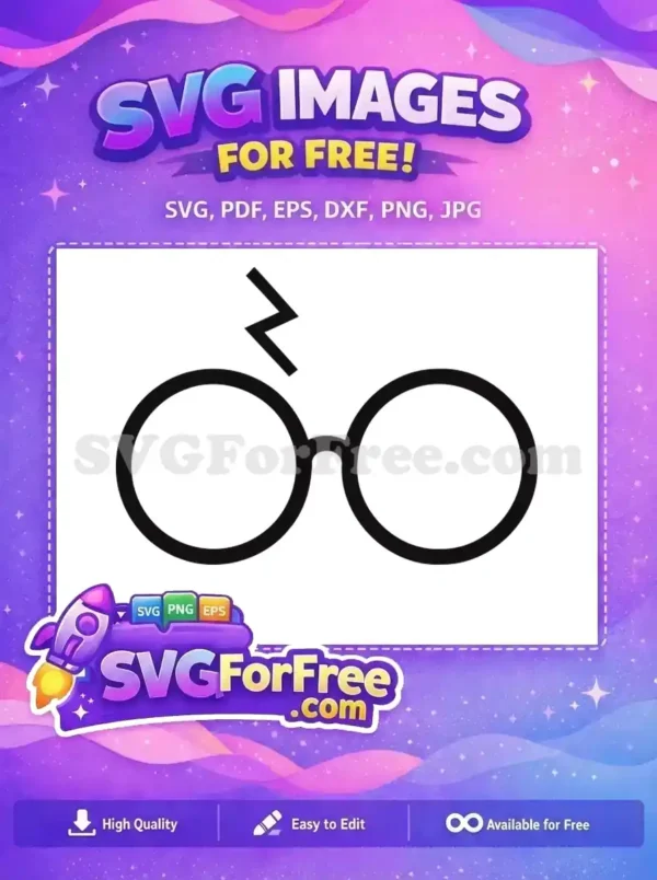Free Round Glasses Free Lightning Scar Harry Potter Free SVG 8