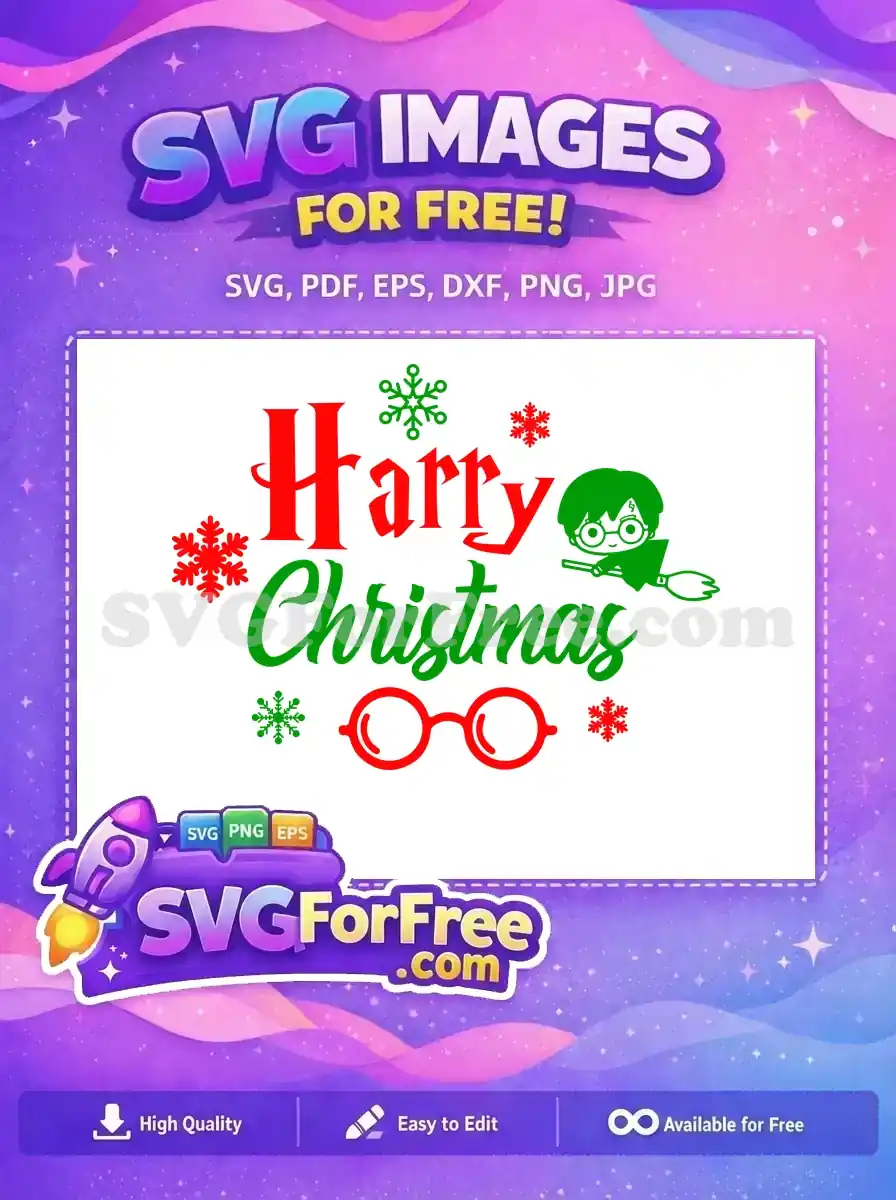Free Red Glasses Free Green Broom Harry Christmas Free SVG