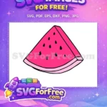 Free Pink Watermelon Slice Free Black Seeds Summer Free SVG - Instant Download