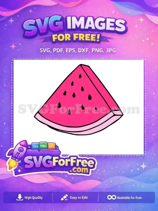 Free Pink Watermelon Slice Free Black Seeds Summer Free SVG