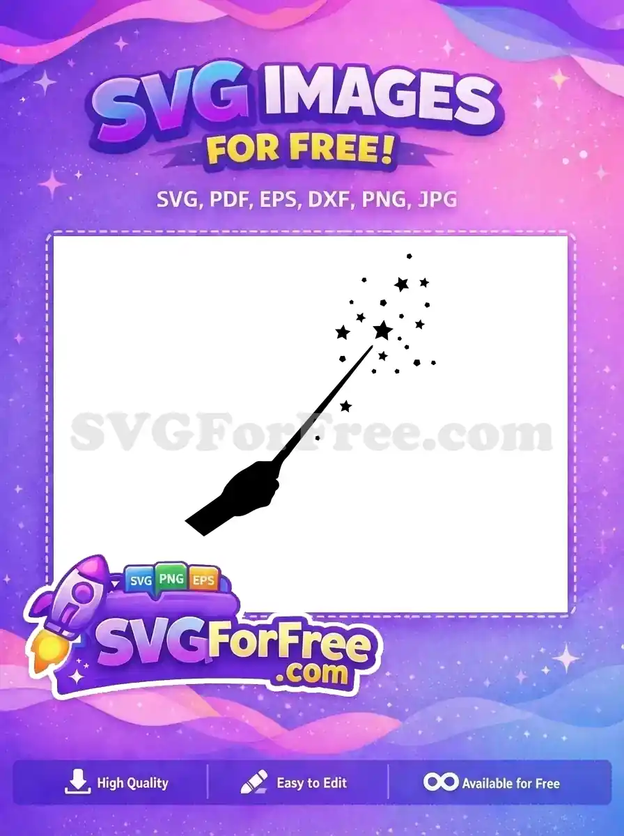 Free Magic Wand Stars Free Hand Silhouette Harry Potter Free SVG